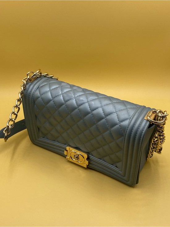 Handbags - Luxury Quilted Chain Shoulder Bag in Slate Blue